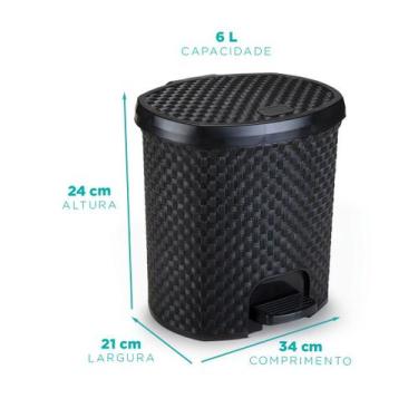 Imagem de Lixeira rattan 6 litros - Nitron, Preto