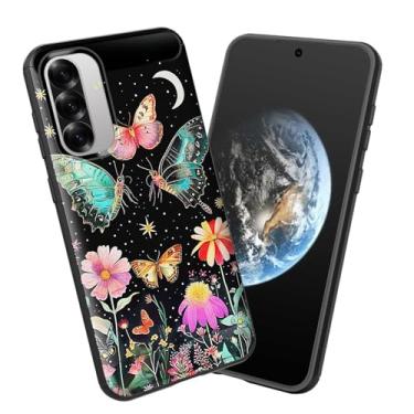 Imagem de smauncucn Capa para Galaxy A36 5G/Galaxy A56 5G, TPU macio, fina, moderna, antiimpressões digitais, capa protetora antiderrapante para Samsung Galaxy A36/A56 5G 6,7 polegadas, borboleta lua flor