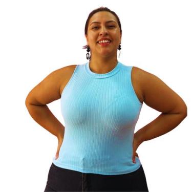 Imagem de Blusa blusinha regata plus size azul bebe look versatil sofisticado li