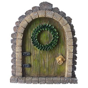 Imagem de MUAMAX Porta de Fada Jardim Miniatura Portas de Fada Parede Externa Porta Mística para Árvore Tronco Marrom