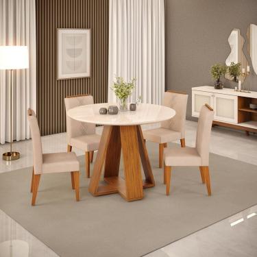 Imagem de Conjunto Kiara com 4 Cadeiras Yasmin Freijó/Off/Kraft