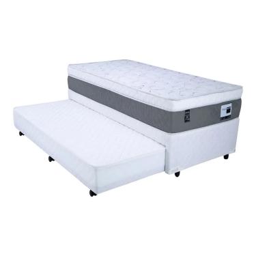 Imagem de Colchão Solteiro Mega Sono Superlastic Eurotop + Bicama Box Branco com Auxiliar em Molas - 078x188
