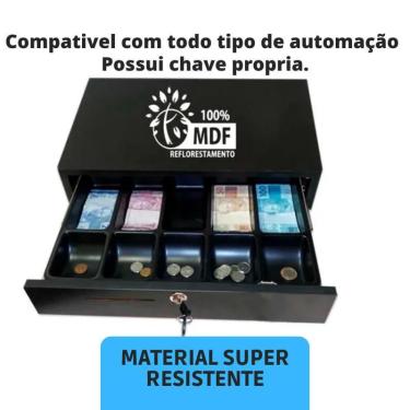 Imagem de Gaveta Caixa Registradora Dinheiro Chave Noteiro Divisória