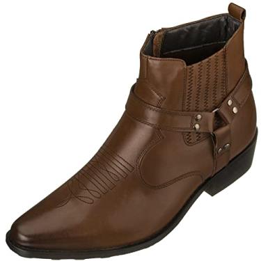 Imagem de CALTO Botas masculinas invisíveis para aumento de altura - marrom escuro couro premium cowboy com zíper - 8,3 polegadas mais alto - T8113 - Tamanho 11,5 D D (M) EUA