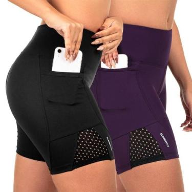 Imagem de Kit 2 Shorts Com Bolso  Feminino Corrida Suplex Tela - ElementFit, Pre
