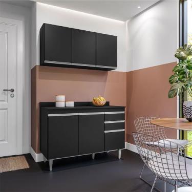 Imagem de Conjunto Balcão de Cozinha Pursat com Tampo e Armário Aéreo MDP/BP Pre