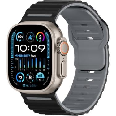 Imagem de Pulseira de silicone esportiva compatível com Apple Watch Ultra 3/Ultra 2/Ultra, pulseira macia para Apple Watch de 49 mm, 46 mm, 45 mm, 44 mm e 42 mm, pulseira para iWatch séries 11 10 9 8 7 6 5 4 3