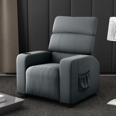 Imagem de Poltrona Reclinável Para Descanso Hi Veludo Cinza