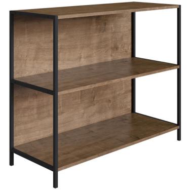 Imagem de Estante Baixa Industrial Steel Quadra Artesano 90 Cm (largura) Mdp Vermont Estrutura Aço Preto Fosco