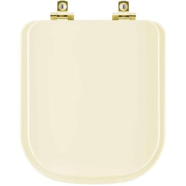 Imagem de Assento Sanitário Soft Close Misti Palha Para Vaso Icasa Com Ferragem Dourada