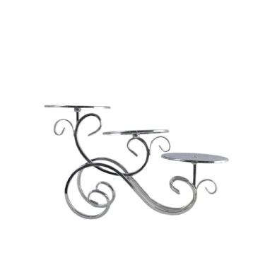 Imagem de Suporte para Bolo Suporte para bolo de três camadas, suporte de metal para cupcakes e sobremesas, pratos de casamento, suporte para exibição de talheres para festas Suporte para Sobremesa(Silver)