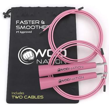 Imagem de (pink) - WOD Nation Speed Jump Rope - Blazing Fast Rope for Endurance training for Boxing, MMA, Martial Arts or Just Staying Fit + FREE Video Training Included - Fully Adjustable to Fit Men, Women and Children