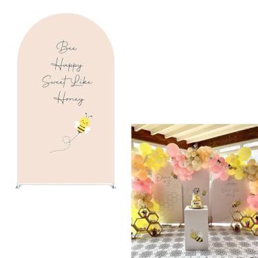 Imagem de Sweet Bees Arch Backdrop Cover Honeys Little Sweet Bee 1st Birthday Party Arch Spandex Cover Yellow Girls Baby Shower Fiesta Parties Decorações (2,6 x 6 pés, G3954)