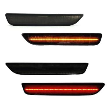 Imagem de GTINTHEBOX Para Ford Mustang 2010 2011 2012 2013 2014 Lâmpada de Marcador Lateral Lente Fumada Frente Traseira Full LED Sidemarker Lâmpadas (Frente: Âmbar, Traseira: Vermelho)