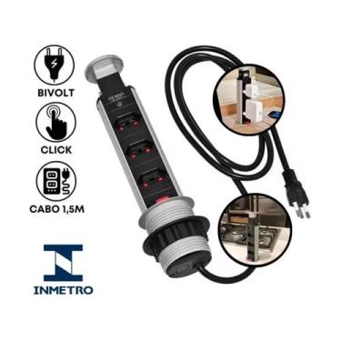 Imagem de Torre de Tomada Multiplug 3 Tomadas Bivolt Retrátil Com Usb E Usb C Em