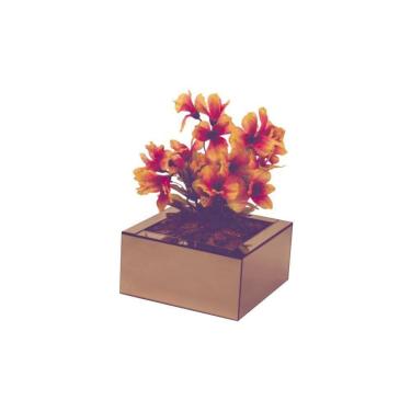 Imagem de Vaso Cachepô Bronze Espelhado Quadrado Decoração