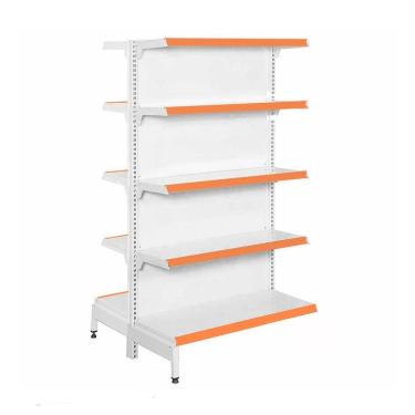 Imagem de Gôndola Prateleira Para Supermercado 5 Níveis 40x30 New Plus 1,70 Central Continuação pe Laranja - sa Gôndolas