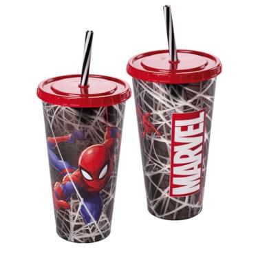 Imagem de Copo Plástico com Canudo Homem Aranha 700 ml Plasútil