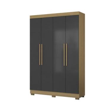 Imagem de Guarda Roupa 4 Portas 2 Gavetas Internas Atacama Grafite Aramóveis