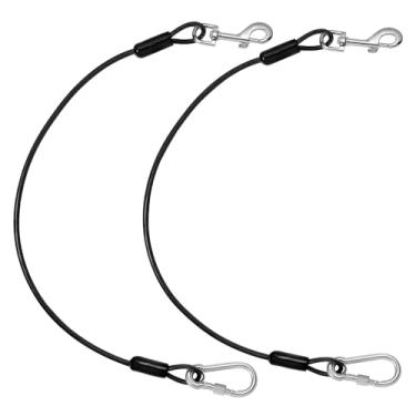 Imagem de Pawaboo DogCinto de segurança, extensor de coleira à prova de mastigação, corda de aço revestida, alça de clipe de cinto de segurança para carro, gancho de rotação de 360°, cabo de aço mosquetão