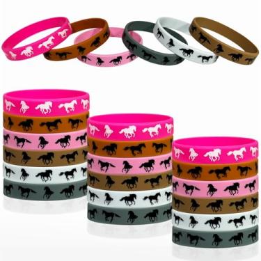 Imagem de ParsNuntio Pacote Com 24 Pulseiras De Borracha Para Cavalo, Suprimentos Festa, Motivacionais Corrida Aniversário Temático, Chá Bebê, Lembrancinhas, Sacola Presente, Prêmio Escolar