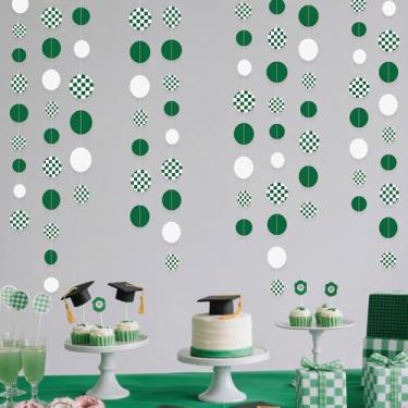 Imagem de pinkblume Decorações Para Festa Verde, Círculo Xadrez Branco, Serpentina De Bolinhas Papel Pendurar, Guirlanda Aniversário, Casamento, Chá Bebê, Despedida Solteira, Natal, Dinossauro, Dia Da Árvore,