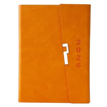 Imagem de Planner 2026 - Agenda de calendário diário (janeiro a dezembro de 2026), uma página por dia, agenda de horários com horários, 14,5 x 21 cm, papel grosso (laranja)