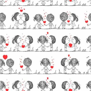 Imagem de Papel De Parede 10m Adesivo Casal Corações