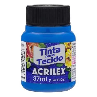 Imagem de Tinta Para Tecido Fluorescente Neon Acrilex 37ml Azul Vermelho Maravilha Verde Ouro Limão Fixação a Frio e Alta Cobertura Recomendado Para Tecidos De Algodão Sem Goma É Ideal Para Customização De Roupas, Decoração E Outras Aplicações Artísticas (Azul 109)