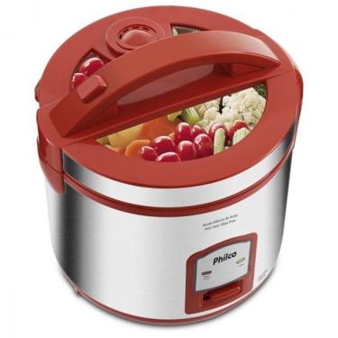 Imagem de Panela De Arroz Philco Inox 400w Ellegance Inox Faz 5 Xicaras Vermelho 220V