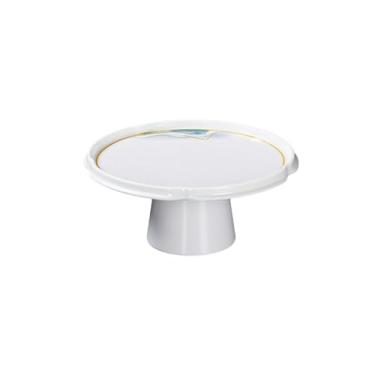 Imagem de Prato de melamina de porcelana de imitação simples e requintada de cor de esmalte redondo estilo nórdico - disco de 25,4 cm