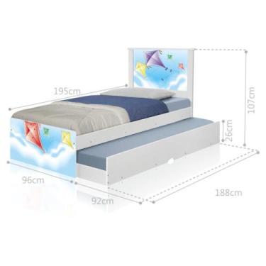 Imagem de Bicama Juvenil com Cabeceira Adesivada Pipas - CASA H