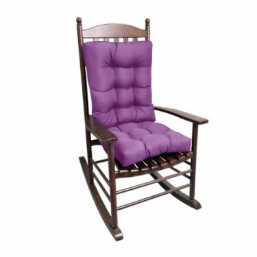 Imagem de psmacra Almofada para cadeira de balanço, conjunto de almofadas espessas para assento e cadeira traseira, almofadas de cadeira de pátio espessas macias para ambientes internos/externos (roxo)
