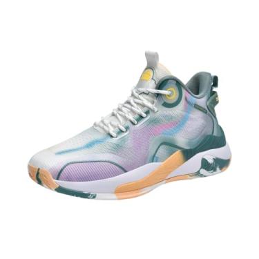 Imagem de Tênis de basquete masculino de cano médio com cadarço e cadarço, botas de basquete para treino Equipamento de basquetebol(Green,46 BR)