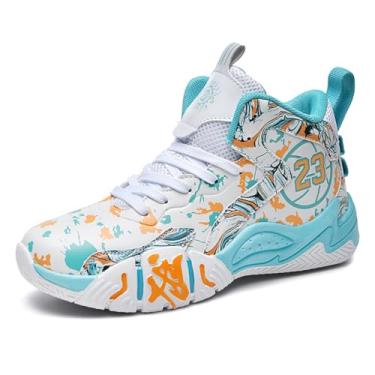 Imagem de Tênis de basquete unissex com amortecimento de ar, calçados esportivos para jovens, antiderrapantes e duráveis, botas de basquete para treinamento Equipamento de basquetebol(Cyan,43 BR)