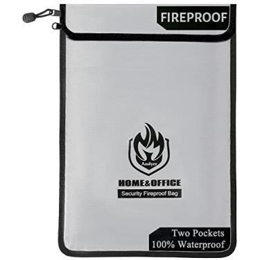 Imagem de Bolsa de documentos Andyer, com dois bolsos, à prova de fogo (1093 °C), impermeável, 38 cm x 28 cm, com zíper, bolsa para dinheiro, objetos de valor e documentos
