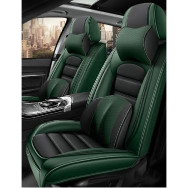 Imagem de Cobertura total de capas de assento de carro conjunto completo à prova d'água, capas de assento automotivo de couro luxuoso protetor de assento de carro, conjuntos de capas de assentos dianteiros e