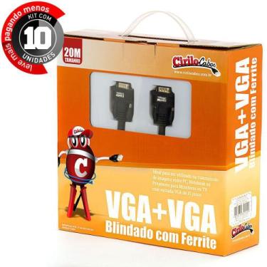 Imagem de Kit com 10 Cabos VGA Blindado com Ferrite, 20 metros - Cirilo Cabos, U