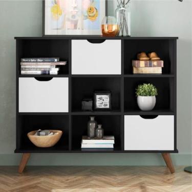 Imagem de Nicho organizador preto retrô (1478.70) + kit 3 gavetas brancas (1479.