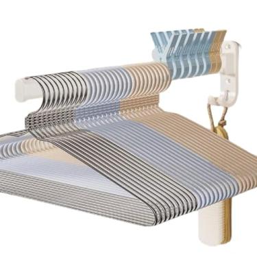 Imagem de Suporte de cabide de roupas, dobrável, grande capacidade, com ganchos, organizador multifuncional para máquina de lavar roupa armário lavanderia (branco, 43 cm)