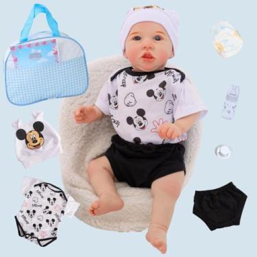 Imagem de Bebê Reborn Boneco Realista Menino Mickey Com Bolsa Maternidade RecémN