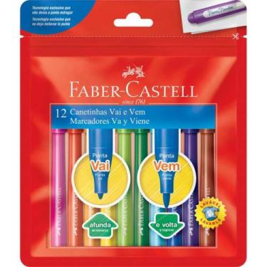 Imagem de Canetinha Ponta Vai e Vem 12 Cores Faber-Castell