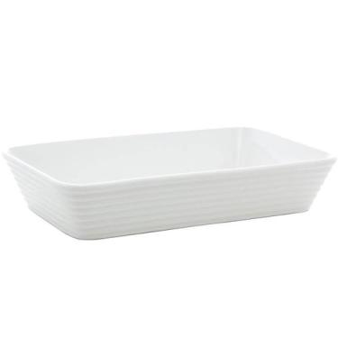 Imagem de Travessa de Porcelana Branca Linea Lyor 20,5x15,5cm Refratária Rasa Pr