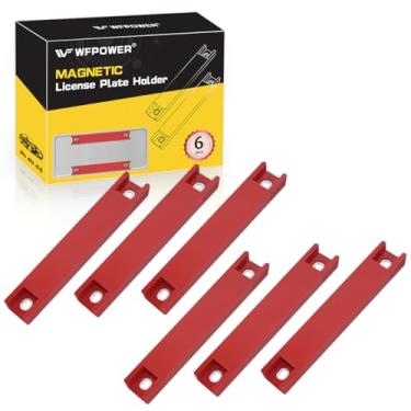 Imagem de Pacote com 6 etiquetas de demonstração magnéticas premium, suporte de etiqueta temporária revestido de borracha vermelha para placas de carro em test-drives, suporte magnético de placa de licença ímã