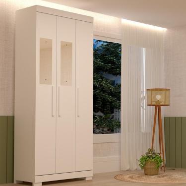 Imagem de Guarda-roupa Solteiro Canadá 3 Portas Com Espelho E 2 Gavetas Linhamobília Bran/rosa/azul/lilas