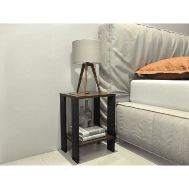 Imagem de Mesa De Cabeceira Mesa De Apoio Mesa Auxiliar Mesa Lateral Preto Com Amadeirado Escuro