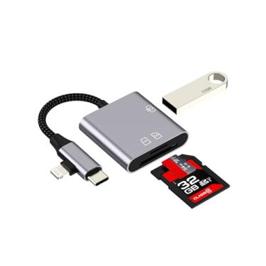 Imagem de Adaptador USB C Lightning para USB 3.0 (3 em 2) Leitor de Cartão SD OTG HUB para iPhone 16 15 14 Pro Max para iPad Câmera Digital TF Memória Foto Transferência Tipo C Micro SD Macbook Compatível com