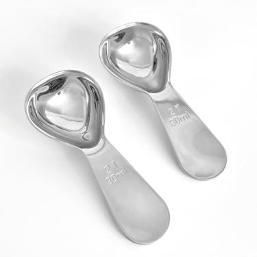 Imagem de 2 colheres de café de cabo curto, 30 ml (2 colheres de sopa) - Colher de medição de aço inoxidável para café moído, especiarias e proteína em pó - Cabo curto cabe em vasilhas, pode ser lavado na