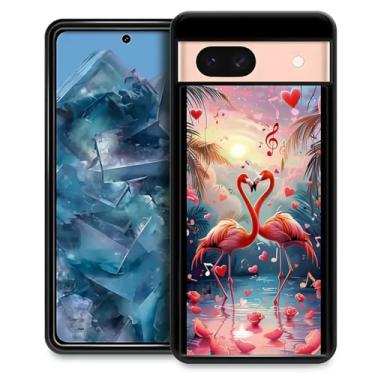 Imagem de CARLOCA Capa para Google Pixel 8A, Flamingo Tropical Flower Music Pattern Ultra Proteção à Prova de Choque Silicone Macio TPU Antiderrapante para Google Pixel 8A