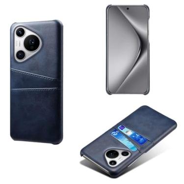 Imagem de Capas Compatível com Huawei Pura 70 Pro Plus,Caso de couro PU-Tampa de telefone a prova de choque com 2 slots de cartão,Proteção anti-impressão digital e anti-gota-Blue